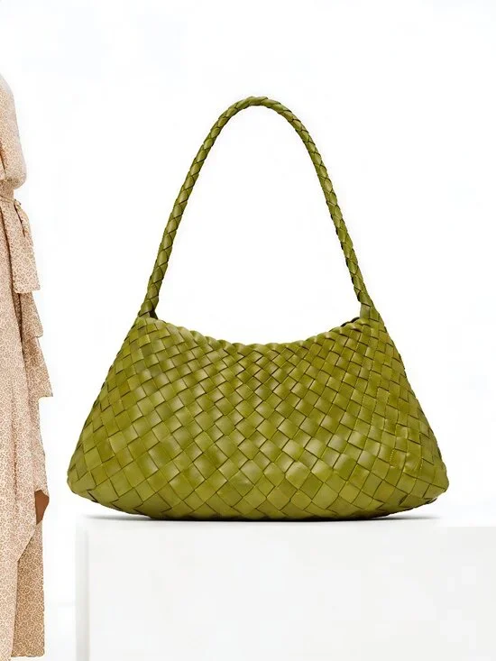 Dragon Diffusion Bamboo Green Woven Leather Baguette Bag - Picture 2 of 12